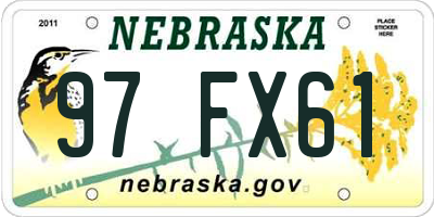 NE license plate 97FX61