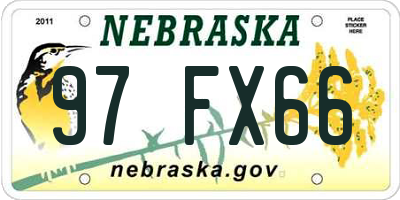NE license plate 97FX66