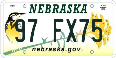 NE license plate 97FX75