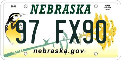 NE license plate 97FX90