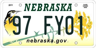 NE license plate 97FY01