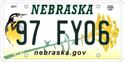 NE license plate 97FY06
