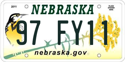 NE license plate 97FY11