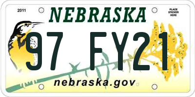 NE license plate 97FY21