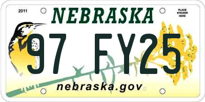 NE license plate 97FY25