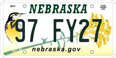 NE license plate 97FY27