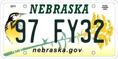 NE license plate 97FY32