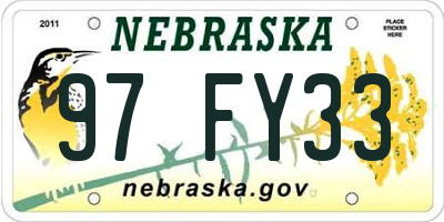 NE license plate 97FY33