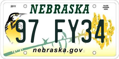 NE license plate 97FY34
