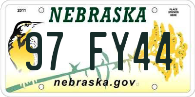 NE license plate 97FY44