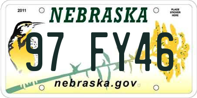 NE license plate 97FY46