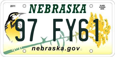 NE license plate 97FY61