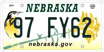 NE license plate 97FY62