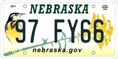 NE license plate 97FY66