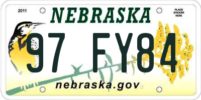 NE license plate 97FY84