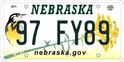 NE license plate 97FY89