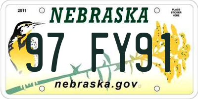 NE license plate 97FY91