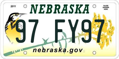 NE license plate 97FY97