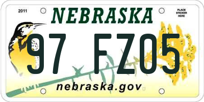 NE license plate 97FZ05