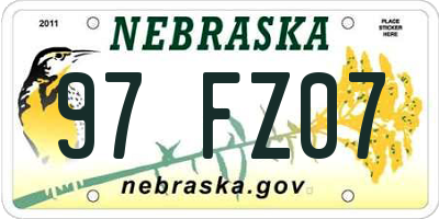 NE license plate 97FZ07