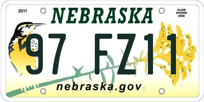 NE license plate 97FZ11