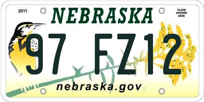 NE license plate 97FZ12