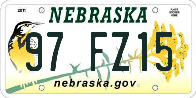 NE license plate 97FZ15