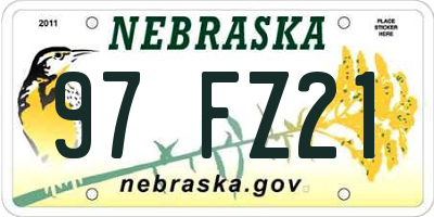 NE license plate 97FZ21