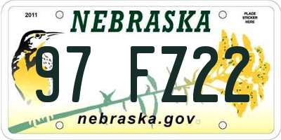 NE license plate 97FZ22
