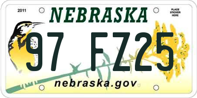 NE license plate 97FZ25
