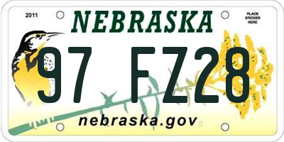 NE license plate 97FZ28