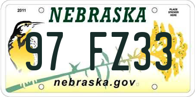 NE license plate 97FZ33