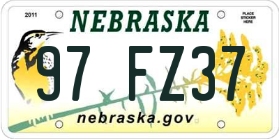 NE license plate 97FZ37