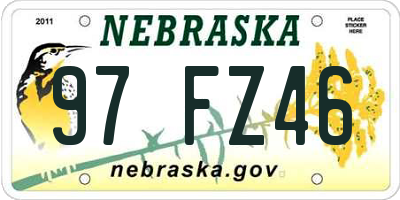 NE license plate 97FZ46
