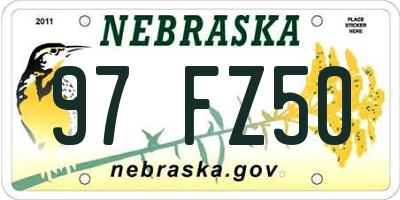 NE license plate 97FZ50