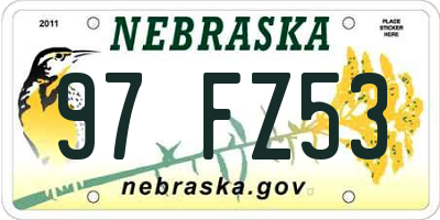 NE license plate 97FZ53