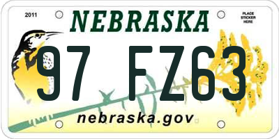 NE license plate 97FZ63