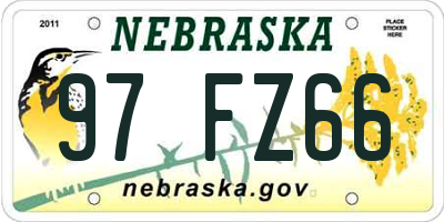 NE license plate 97FZ66