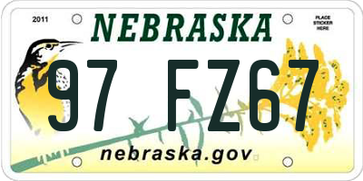 NE license plate 97FZ67