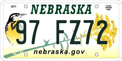 NE license plate 97FZ72