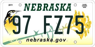 NE license plate 97FZ75