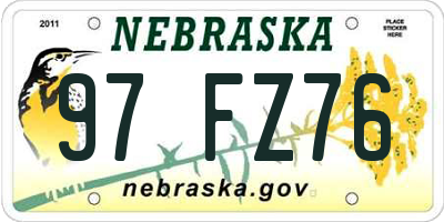 NE license plate 97FZ76