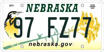 NE license plate 97FZ77