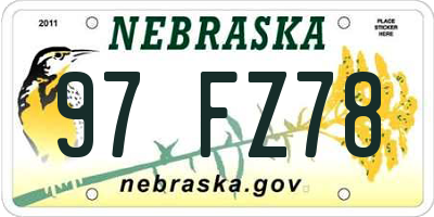 NE license plate 97FZ78