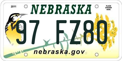 NE license plate 97FZ80