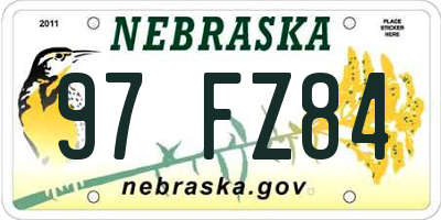 NE license plate 97FZ84