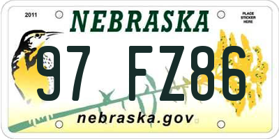 NE license plate 97FZ86