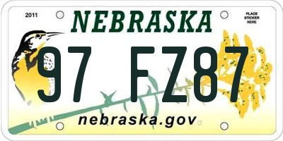 NE license plate 97FZ87