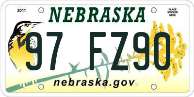 NE license plate 97FZ90