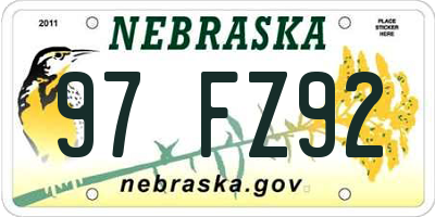 NE license plate 97FZ92